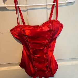 Spirit Bold Red Satin Corset Top